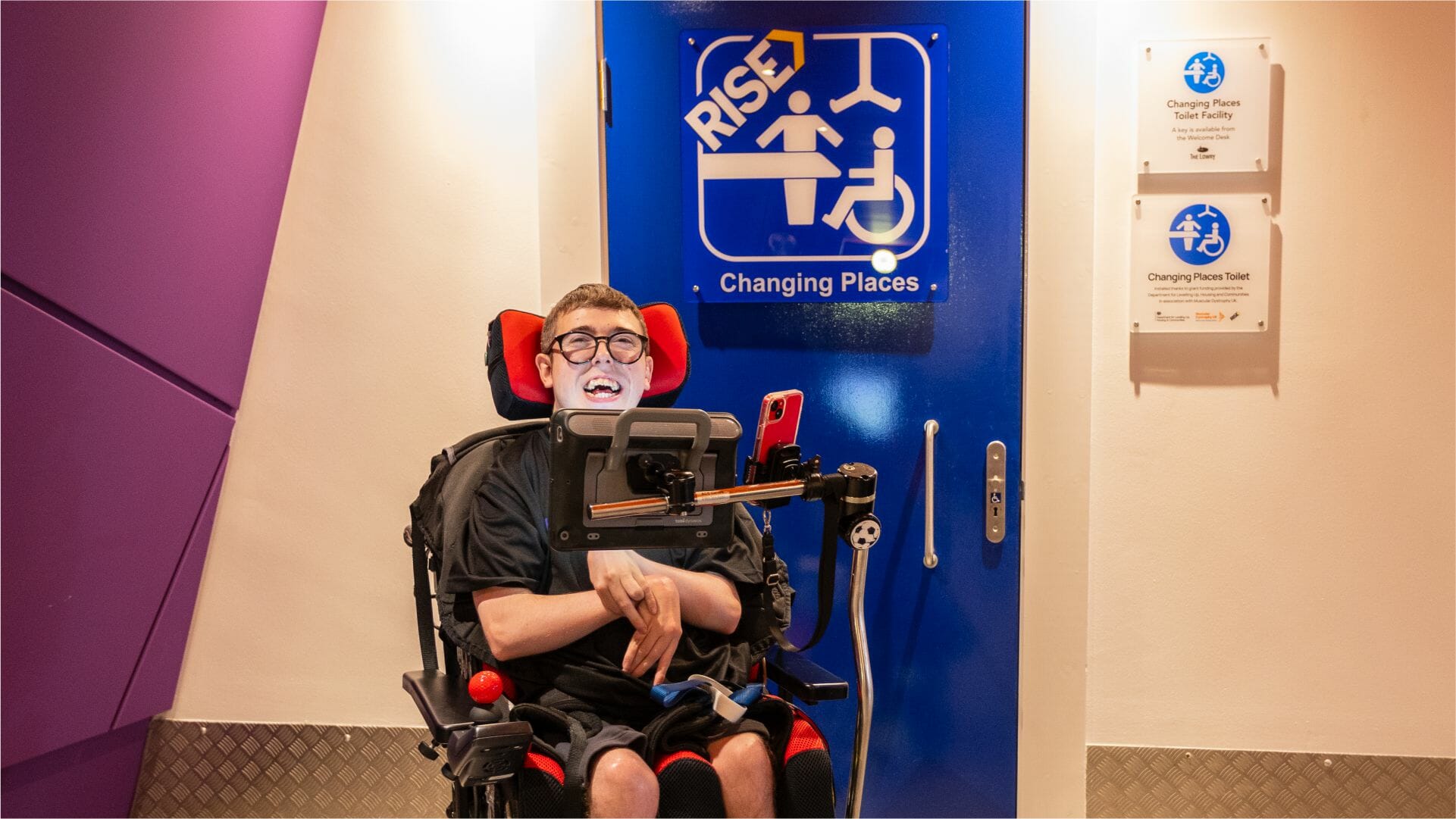 Changing Places campaigner Zack outside a new facility